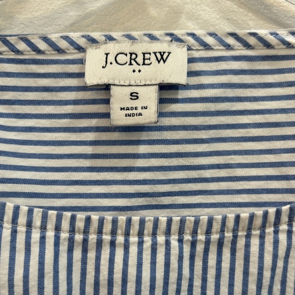 J. Crew Blue and White Striped Long Sleeve Pocket Top - Picture 2 of 3